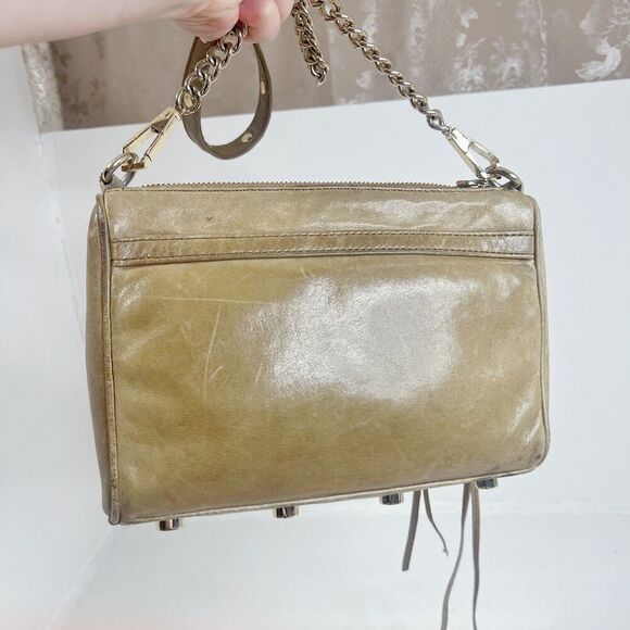 Rebecca Minkoff M.A.C. Taupe Leather Crossbody Bag Purse - Picture 3 of 12